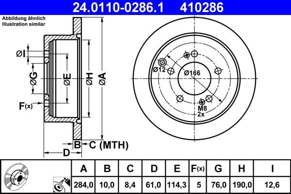Brake disc Achter Links/Rechts past: HYUNDAI HIGHWAY, IX35, SANTA FÉ I, TRAJET, TUCSON  KIA SPORTAGE II, SPORTAGE III 2.0-2.7 09.99-12.16