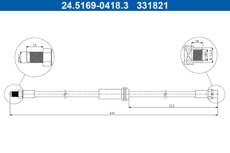 Remleiding/slang flexibel (lengte 445mm, M10x1) past: MINI (R56), (R57), (R58), (R59), CLUBMAN (R55), CLUBVAN (R55) 1.4-2.0D 09.06-06.15