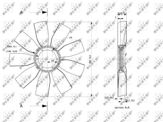 Radiator plezier (diameter 690mm, aantal bladen 9) past: MERCEDES TOURISMO (O 350) OM446.938 08.95-
