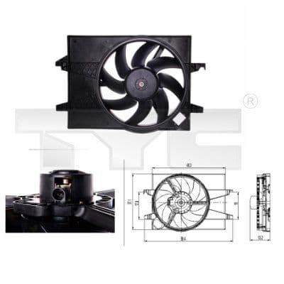 Radiatorventilator (met huisvesting) past: FORD FIESTA V, FUSION 1.25/1.3/1.4D 11.01-12.12