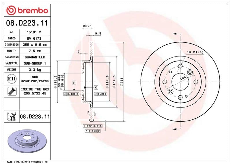 Brake disc Achter Links/Rechts past: MAZDA 2, MX-5 IV, MX-5 RF TARGA 1.5/1.5D/1.5H 08.14-