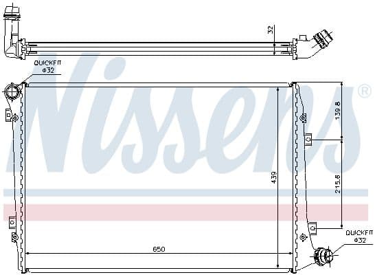 Motorradiator (automatisch/handmatig, met eerst passende elementen) past: AUDI A3  SEAT ALTEA, ALTEA XL, LEON, TOLEDO III  SKODA OCTAVIA II, SUPERB II  VW CADDY III, EOS 1.9D/2.0D 05.03-03.13