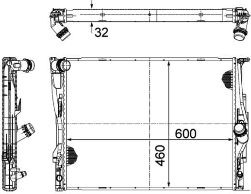 Motorradiator (automatisch) past: BMW 1 (E81), 1 (E82), 1 (E87), 1 (E88), 3 (E90), 3 (E91), 3 (E92), 3 (E93), 3 (F30, F80), X1 (E84), Z4 (E89) 1.6-4.0 06.04-10.18