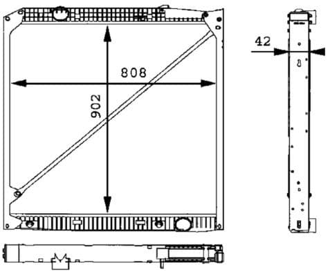 Motorradiator ((en) with frame, met een oliekoeler, hoogte: 808mm) past: MERCEDES ACTROS, ACTROS MP2 / MP3 OM541.920-OM542.969 04.96-