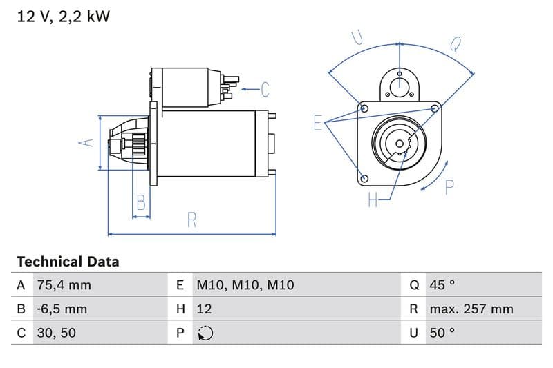 Starter (12V, 2,2kW, gereviseerd) past: FIAT CROMA  RENAULT 18, 18 VARIABLE, 21, 25, ESPACE I, ESPACE II, FUEGO, MASTER I, SAFRANE I, TRAFIC 1.9D-2.5D 03.80-03.01