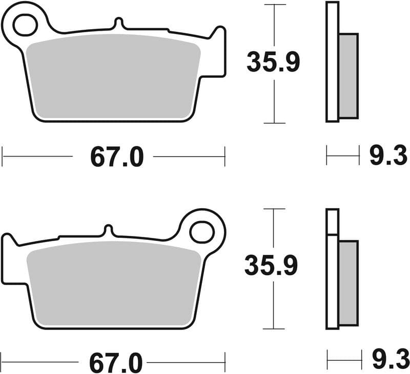 Brake pads Achter, beoogd gebruik: offroad, materiaal: sinter-SD, 35,9x67x9,3mm past: APRILIA RXV, SXV  BETA FACTORY, RR  KAWASAKI KLX, KX  SUZUKI DR-Z, RM, RM-Z  YAMAHA WR, YZ 125-550 2001-2016