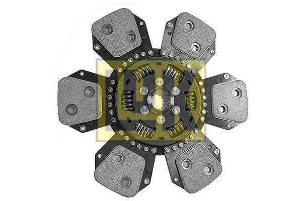 Koppelingsplaat/plaat keramiek (330mm  aantal peddels: 6) past: RENAULT 106-54, 106-54 TL, 106-54 TM, 106-54 TS, 110-54 TA, 110-54 TE, 110-54 TS, 110-54 TX, 110-54 TZ, 120-54 TA, 120-54 TE