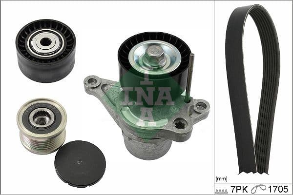 V-snaren set (met rollen) past: NISSAN PRIMASTAR, QASHQAI I, X-TRAIL II  RENAULT ESPACE IV, GRAND SCENIC II, GRAND SCENIC III, KOLEOS I, KOLEOS II, LAGUNA, LAGUNA II, LAGUNA III 2.0D 08.05-