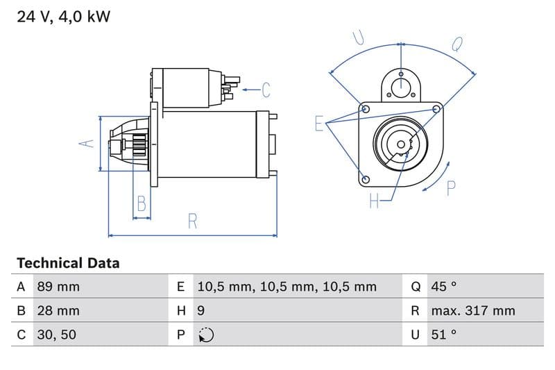Starter (24V, 4kW, gereviseerd) past: IVECO P/PA-HAUBENFAHRZEUGE BF6L913 07.89-12.93
