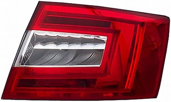 Achterlicht Links (H21W/P21W/W5W, kleur indicator wit, kleur van het glas red, anti-fog licht, achteruitrijlicht) past: SKODA OCTAVIA III Liftback 11.12-06.16