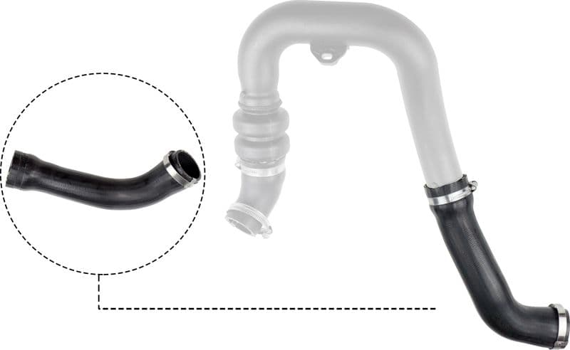 Intercooler slang (diameter 56/58,5mm, lengte 345mm, zwart, lang) past: FORD RANGER 2.2D 04.11-