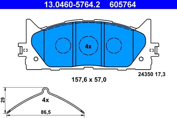 Remblokken set Voor (met extra's), past: LEXUS ES  TOYOTA AVALON, CAMRY 2.0-3.5 01.05-