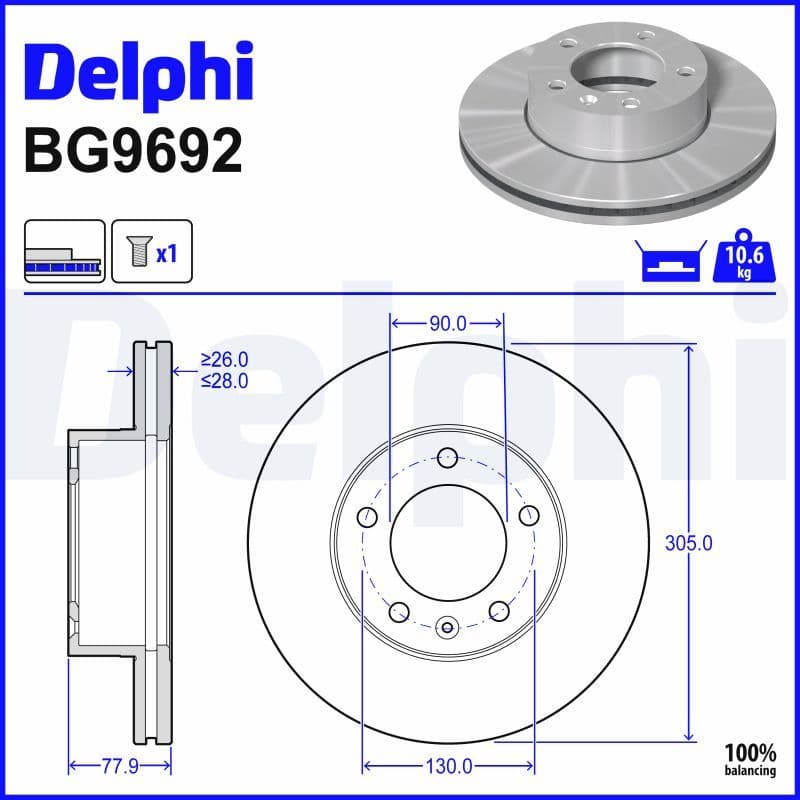 Brake disc Voor Links/Rechts past: NISSAN INTERSTAR  OPEL MOVANO A  RENAULT MASTER II, MASTER PRO 1.9D-3.0D 12.97-
