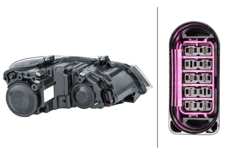 Koplamp Links (H7/H7/PY21W/W5W, elektrisch, met motor, met gloeilamp, kleur invoegen: verchroomd/zwart, kleur indicator: oranje) past: VW POLO V 6C, POLO V 6R 06.09-09.17