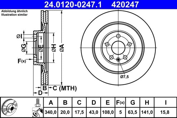Brake disc Achter Links/Rechts past: VOLVO C40, EC40, EX40, XC40, XC90 II 2.0-Electric 09.14-