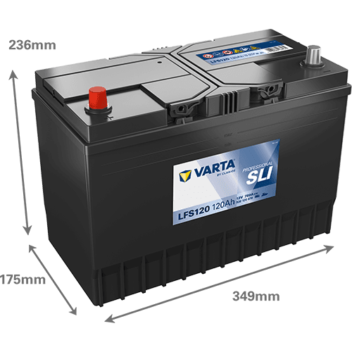 Batterij VARTA 12V 120Ah/780A (EN) PROFESSIONALl STARTER SLI (L+) 349x175x236 B00 - geen montageflens (beginnen)