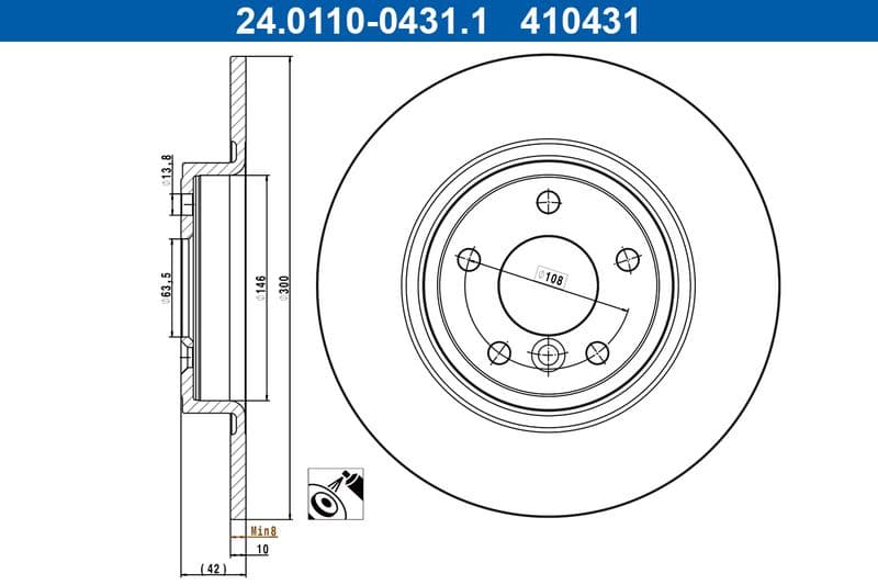 Brake disc Achter Links/Rechts past: JAGUAR XE, XF II, XF SPORTBRAKE 2.0-3.0D 03.15-