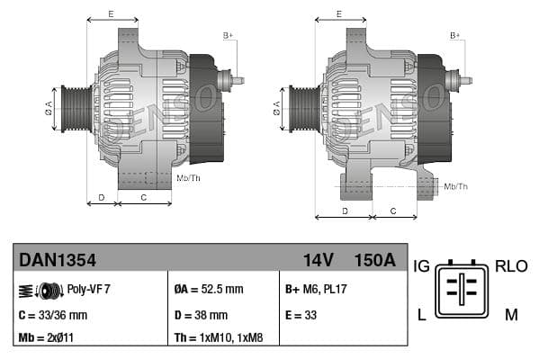 Dynamo (14V, 150A, (en) new with a deposit) past: LEXUS GS, IS C, IS II, IS III 2.5-5.0 04.05-