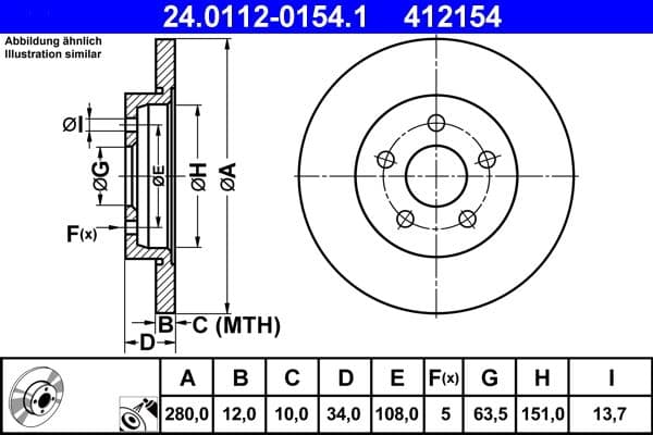 Brake disc Achter Links/Rechts past: FORD MONDEO III  JAGUAR X-TYPE I 1.8-3.0 10.00-12.09