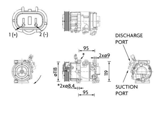 Airconditioning compressor past: HYUNDAI I20 II 1.2/1.2LPG 11.14-09.21