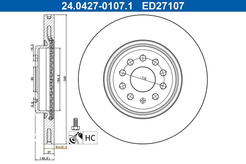 Brake disc Voor Links/Rechts past: AUDI Q4 E-TRON  CUPRA BORN  SKODA ELROQ, ENYAQ IV  VW ID.4, ID.5, ID.7 Electric 05.20-