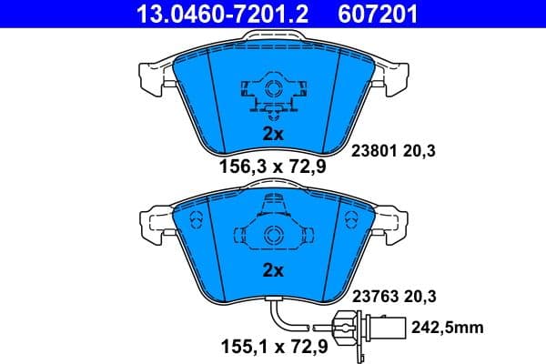Remblokken set Voor , past: AUDI A4 B6, A4 B7, A6 ALLROAD C6, A6 C6, A8 D3  SEAT EXEO, EXEO ST 1.6-6.0 11.00-05.13