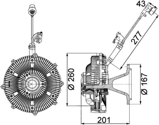 Ventilatorkoppeling (aantal pinnen: 5) past: MERCEDES ACTROS, ACTROS MP2 / MP3 OM541.920-OM542.969 04.96-