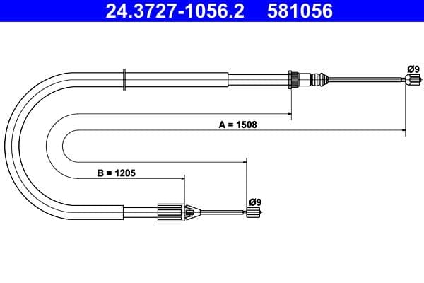 Handremkabel Achter Links (1508mm) past: RENAULT MEGANE SCÉNIC, SCENIC I 1.4-2.0 03.97-09.03