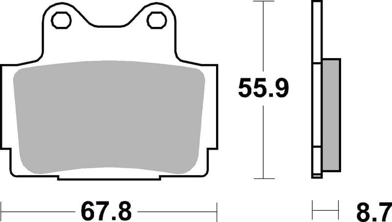 Brake pads Achter, beoogd gebruik: route, materiaal: sinter-SP, 55,9x67,8x8,7mm past: YAMAHA FZ, FZR, FZS, RD, RZ, SRX, TDR, TZR, XJ 125-750 1984-2003