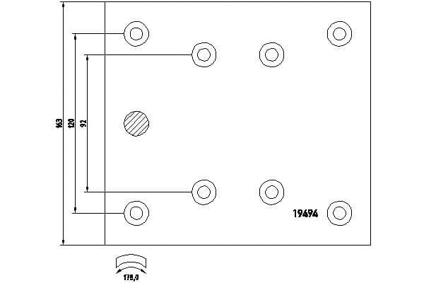 Brake shoe lining Achter/Voor (410x163. basis, (EN) does not contain rivets) past: MAN TGS II, H, HY  MERCEDES ATEGO, ATEGO 2, ATEGO 3, ATRON, MK, NG, SK, AL, AM, F, H, HD, HL, HM, HO, NR, NS, R, VD