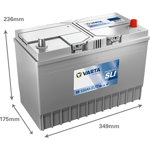 Batterij 12V 120Ah/780A (EN) PROMOTIVE SLI (R+) 347x173x234 B00 - geen montageflens (Beginnen)