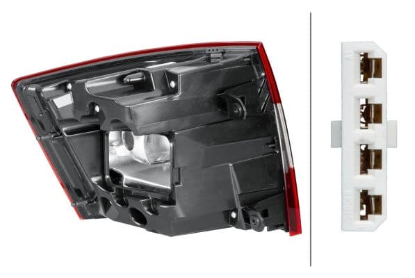 Achterlicht Rechts (P21W, achteruitrijlicht, LED bovenkant) past: SKODA OCTAVIA III Stationwagon 06.16-11.19