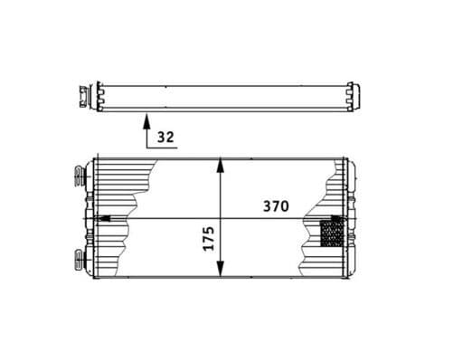 Verwarming (370x175x32mm) past: MERCEDES ACTROS MP2 / MP3 OM541.920-OM542.969 10.02-