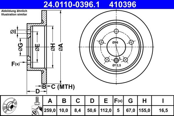 Brake disc Achter Links/Rechts past: MINI (F55), (F56), (F57) 1.2-2.0D 09.13-