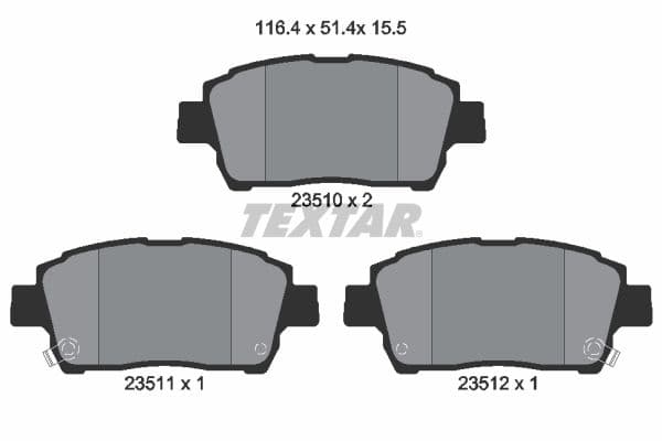Remblokken set Voor , past: BYD F3, F3R, G3, G3R  GEELY VISION  GREAT WALL FLORID, PERI  TOYOTA BB I, CELICA, COROLLA, COROLLA VERSO, IST, MR2 III, PRIUS, PROBOX / SUCCEED 1.0-1.8 05.97-