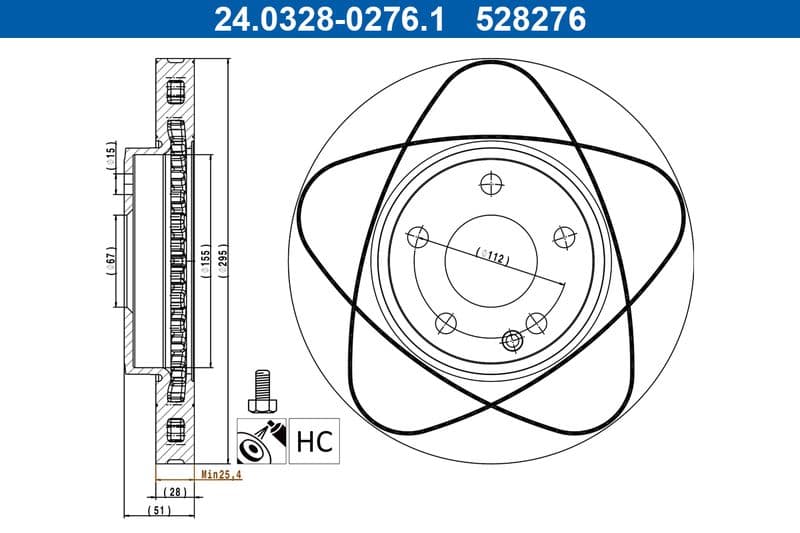 Brake disc Voor Links/Rechts past: MERCEDES A (W176), B SPORTS TOURER (W246, W242), CLA (C117), CLA SHOOTING BRAKE (X117), GLA (X156) 1.5D-2.2D 11.11-12.19