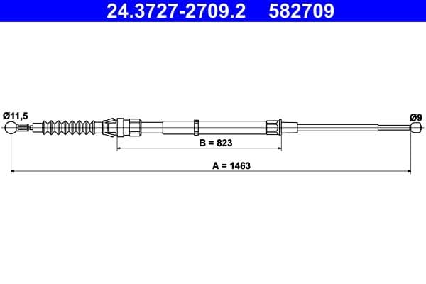 Handremkabel Achter Links/Rechts (1463mm) past: SEAT LEON, LEON SC, LEON ST 1.0-2.0D 09.12-08.20