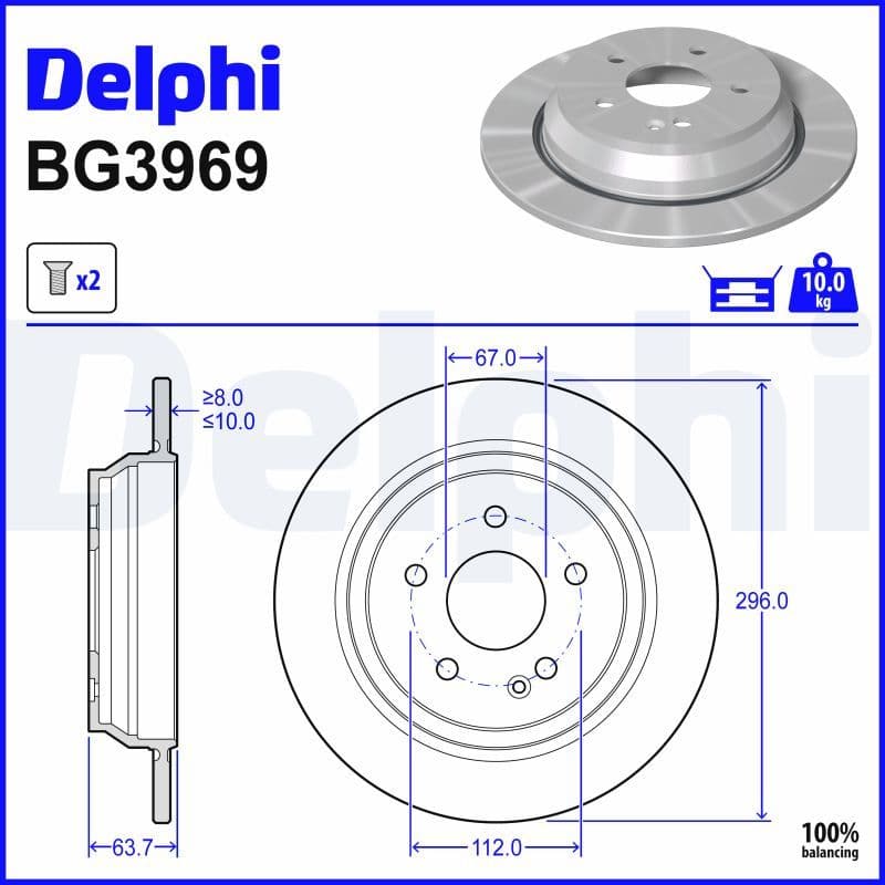 Remschijf set (2 stuks) Achter Links/Rechts past: MERCEDES VIANO (W639), VITO (W639), VITO / MIXTO (W639) 2.1D-Electric 09.03-