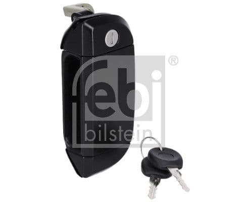 Door handle Voor Rechts (extern, met slot, zwart) past: VW CALIFORNIA T4 CAMPER, TRANSPORTER T4 1.8-2.8 07.90-06.03