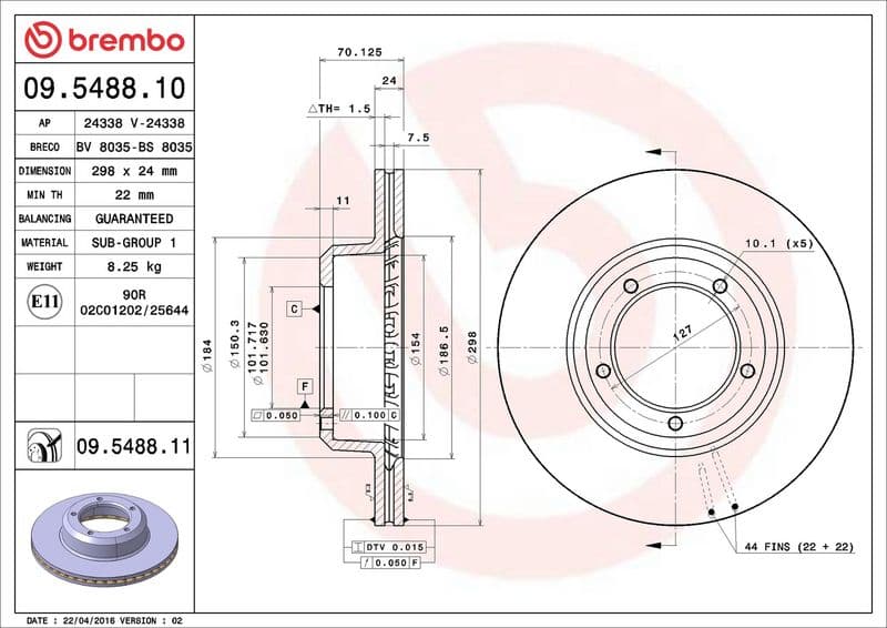 Brake disc Voor Links/Rechts past: LAND ROVER DEFENDER, DISCOVERY I, RANGE ROVER I 2.0-4.3 10.85-02.16