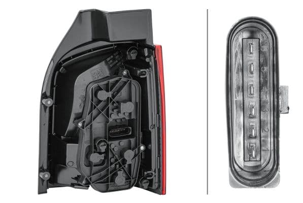 Achterlicht Links (P21/5W/P21W/R10W, versie met achterflap) past: VW CALIFORNIA T5 CAMPER, MULTIVAN T5, TRANSPORTER T5