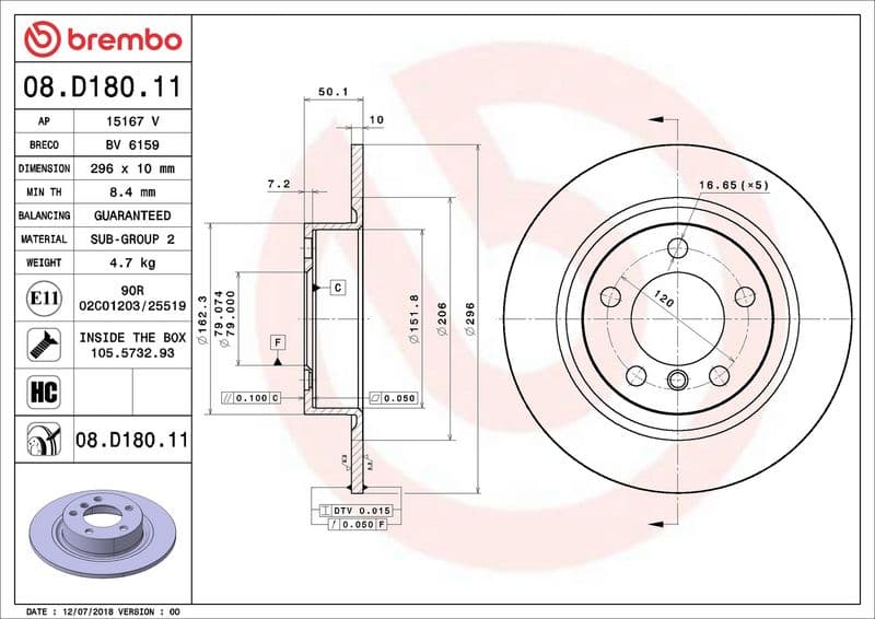 Brake disc Achter Links/Rechts past: MINI COUNTRYMAN (R60), PACEMAN (R61) 1.6 11.12-10.16