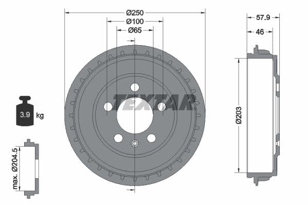 Brake drum Achter past: SEAT ARONA, IBIZA V  SKODA FABIA IV  VW POLO VI 1.0-1.6D 01.17-