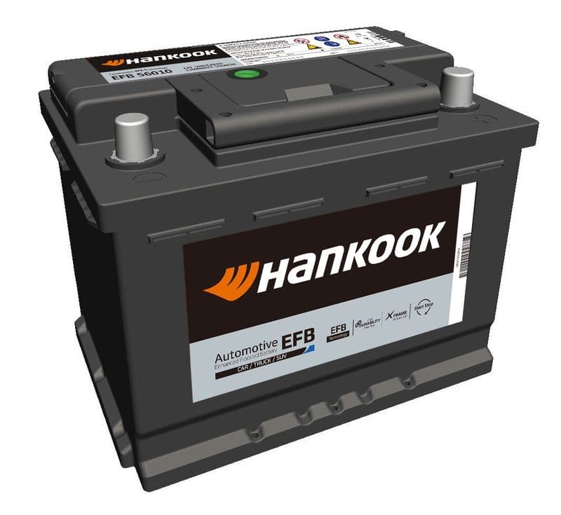 Batterij HANKOOK 12V 60Ah/640A (EN) START&STOP EFB (R+ standaard terminal) 242x174x190 B13 - montageflens 10,5 mm (beginnen/efb)