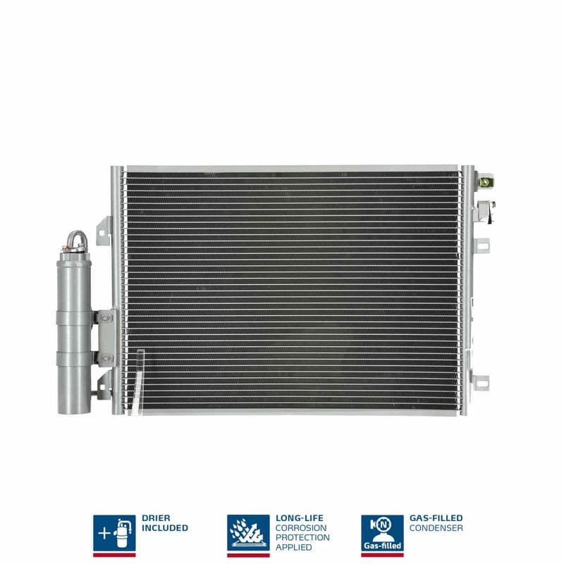 A/C condensator (met droger) past: RENAULT CLIO II, KANGOO, KANGOO EXPRESS, THALIA I, THALIA II 1.2-2.0 08.97-