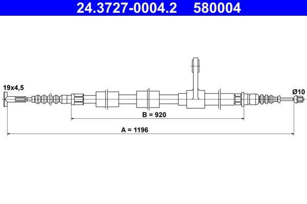 Handremkabel Achter Rechts (1196mm) past: ALFA ROMEO 156, GT 1.6-3.2 02.97-09.10