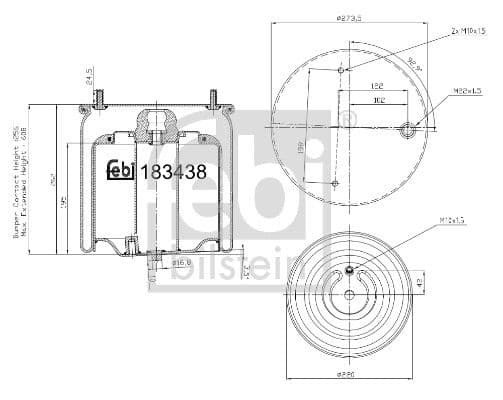 Luchtveringsbalgen (diameter: 220/272mm) past: DAF CF, XF 106, XF II, XG, XG+ 10.12-