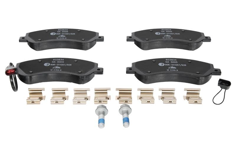 Remblokken set Voor (met extra's  met remklauw geleidingsbouten), past: FORD TRANSIT, TRANSIT TOURNEO 2.2D-3.2D 04.06-12.14