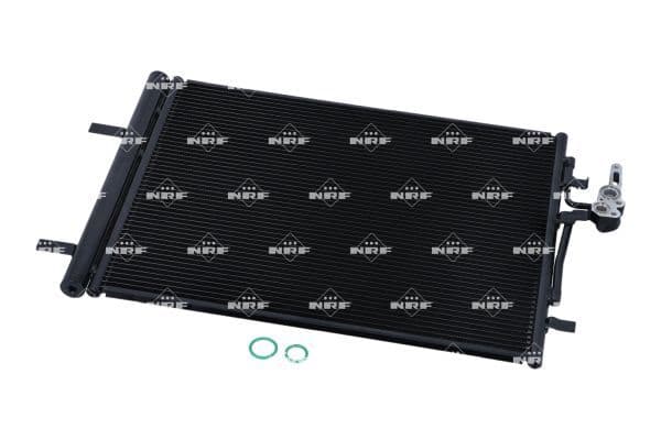 A/C condensator (met droger) past: VOLVO S60 II, S80 II, V40, V60 I, V70 III, XC70 II  LAND ROVER DISCOVERY SPORT, FREELANDER 2, RANGE ROVER EVOQUE 1.5-3.2 03.06-