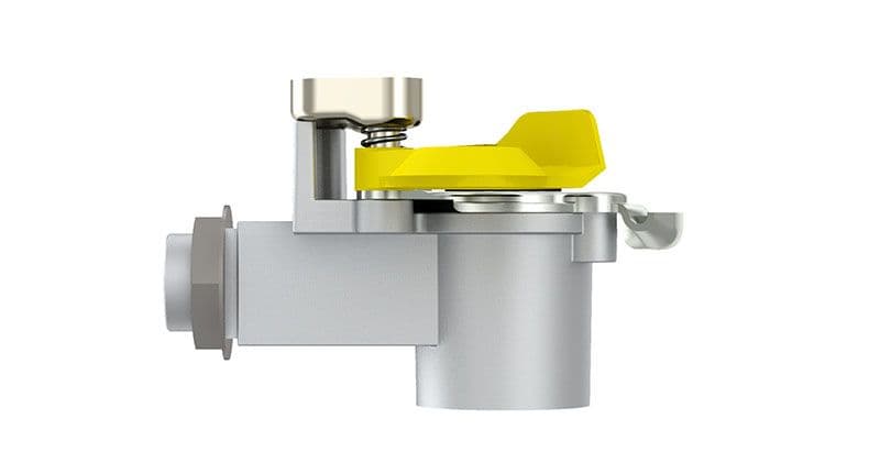 Pneumatische koppeling (door handle, draadmaat M16x1,5mm, kleur geel, toepassing aanhangwagen)